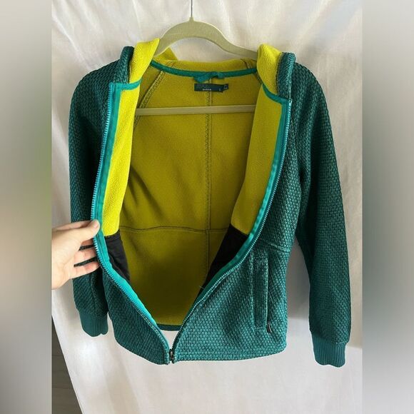prAna Akita Hooded Textured Fleece Jacket Full Zip Teal Women’s Size S - Picture 7 of 10